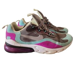 Nike Air Max 270 React (GS) Gunsmoke Aurora Violet Sneaker Womens 8 / 6Y
